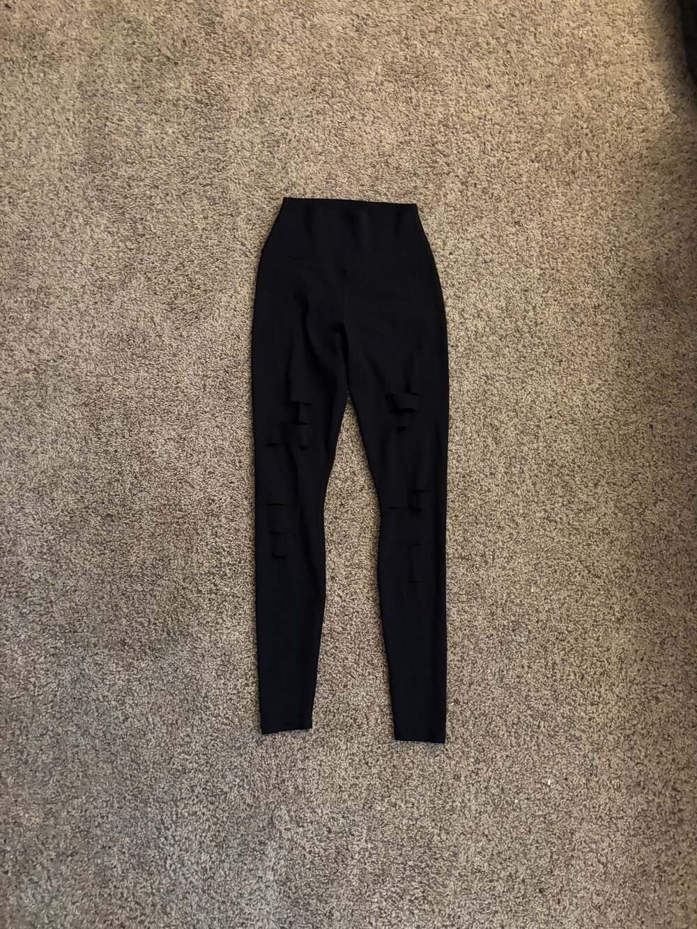 Alo Yoga Black High-Waist Ripped Warrior Leggings Size XS
